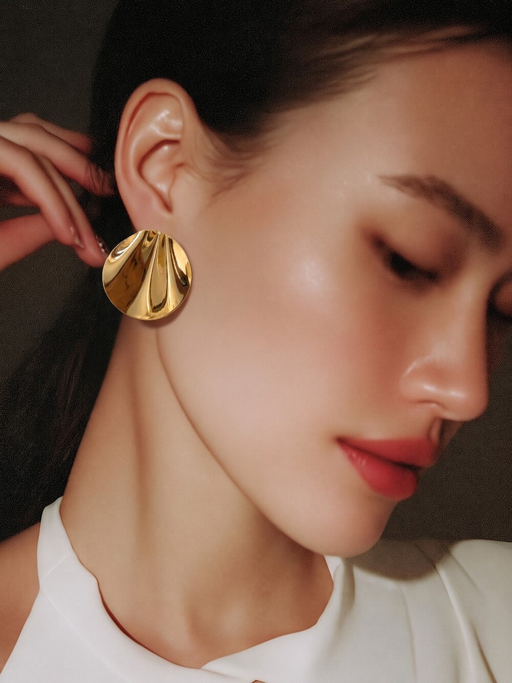 Mayamar Gold Organic Dome Statement Earrings & Gift Bag